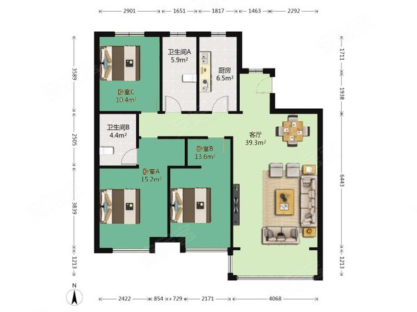 沈阳于洪荷兰村美的城房主急租 精装修南北标准户型 交通 商超便利