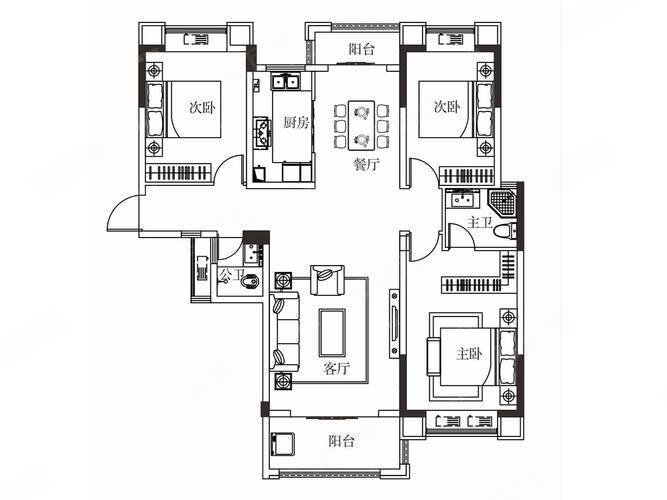 恒通花园2室2厅1卫86㎡南北90万