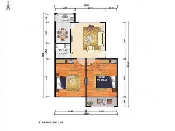 511小区2室1厅1卫82㎡南北36万