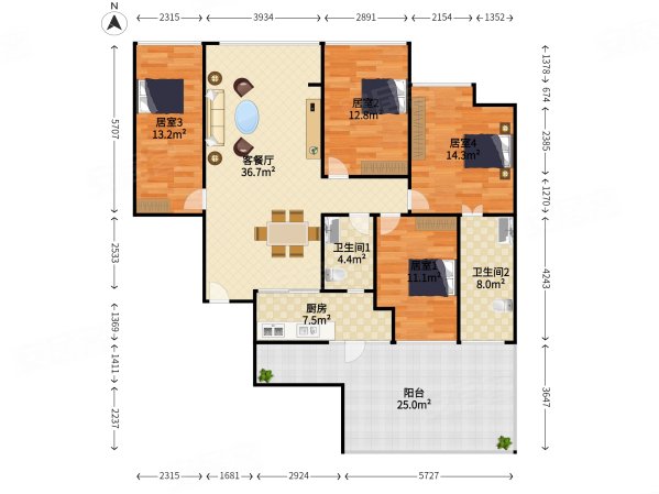 君成熙和园4室2厅2卫83.88㎡南0万