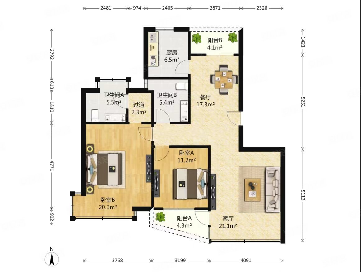 香梅花园(二期) 正规商品房 环境好 双卫 装修好 近地铁