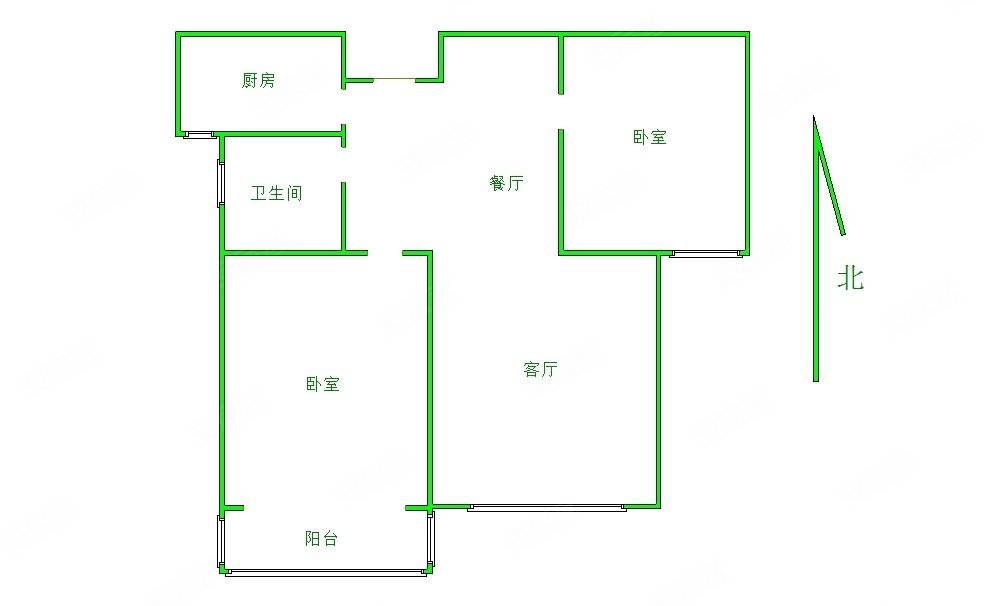 中诚晶典2室1厅1卫92㎡南北74万