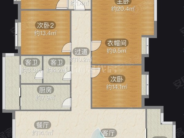 贵阳观山湖世纪城金阳世纪城龙泽苑南区4室 整租 世纪城龙泽苑 押一付