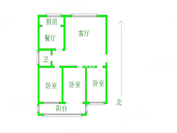 北岭三区佳苑小区3室2厅1卫123.51㎡南北100万