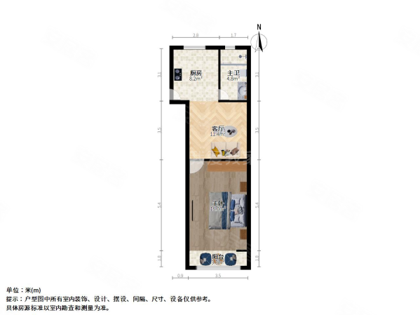 华理苑1室1厅1卫54.26㎡南329万