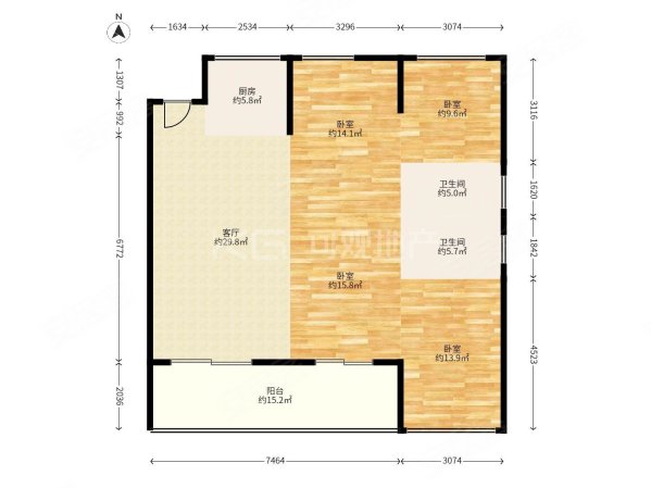 禹洲融信CONE玺湾4室2厅2卫114.37㎡南308万