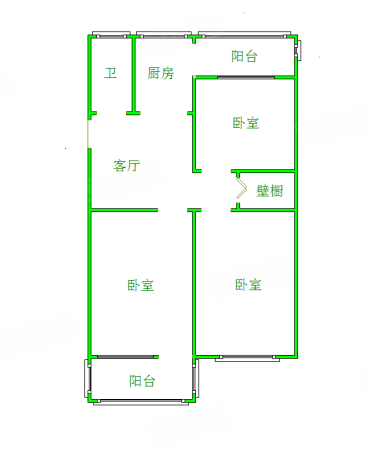 解放路124号院3室1厅1卫90㎡南北148万