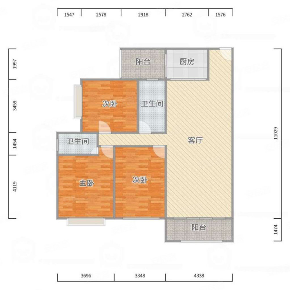 湘桂盛世名城一期B区3室2厅2卫105㎡南北43.8万