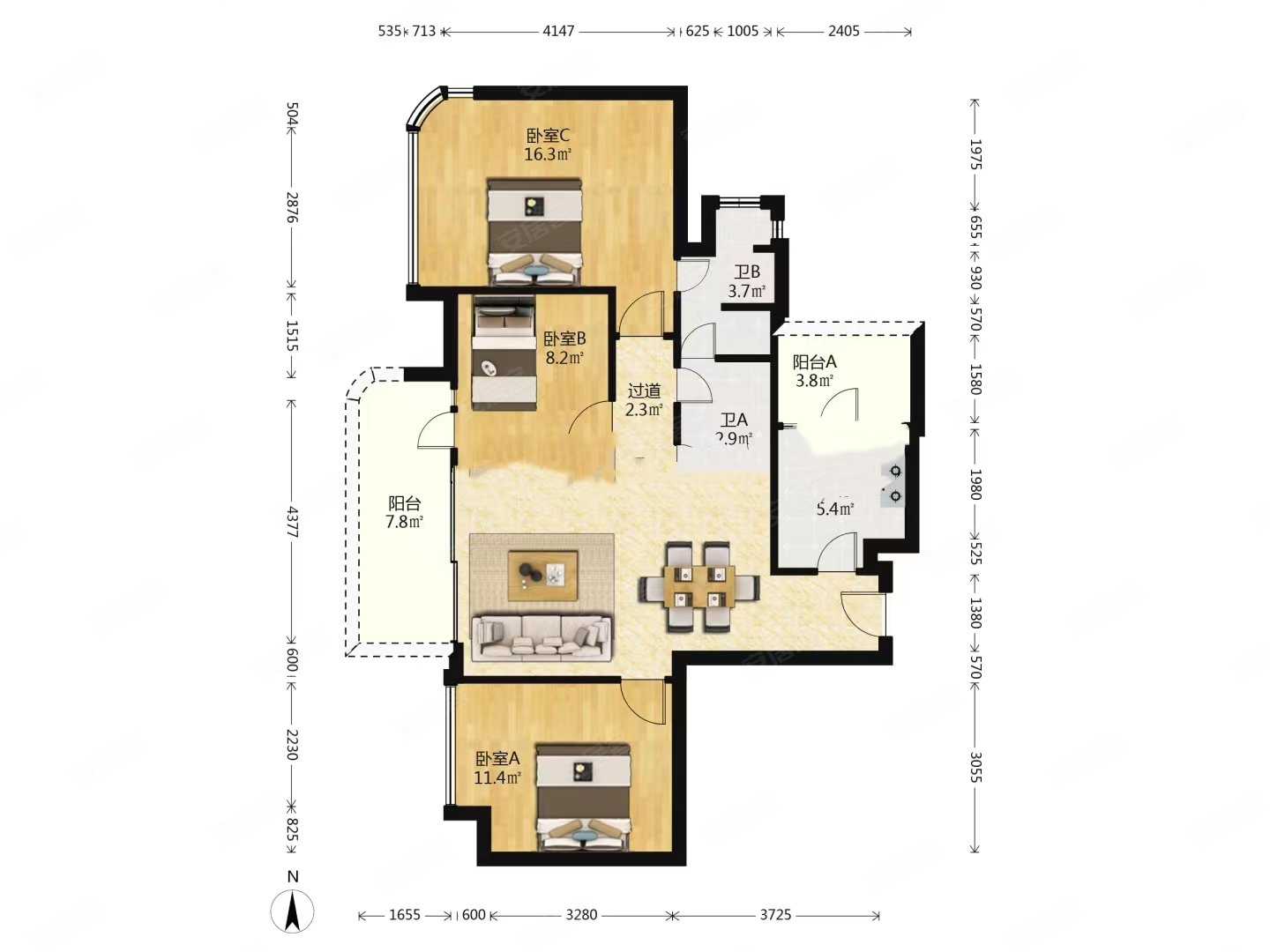 三圣乡人居锦城峰荟荟骏阁套三双卫带地暖中央空调