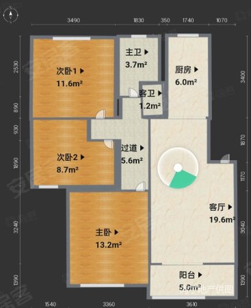 龚路新城3室2厅2卫100.47㎡南北320万