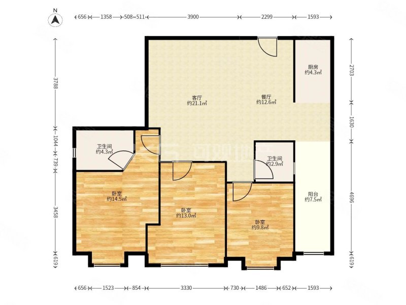 凯隆橙仕公馆3室2厅2卫91㎡西南90万