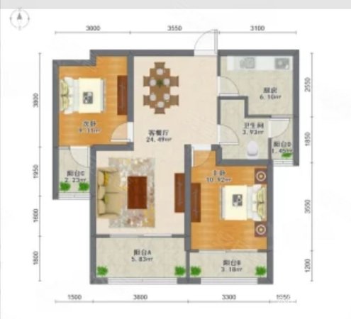 祥云国际 2室2厅1卫