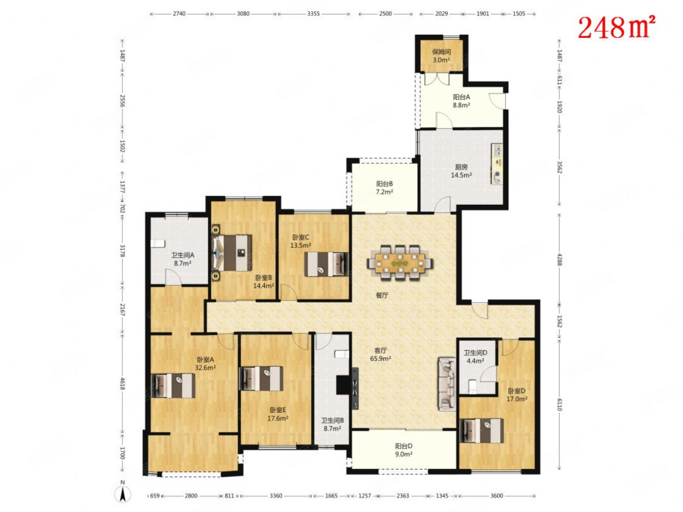 九号公馆248平5房清水房双车位金融城人居西派地铁旁