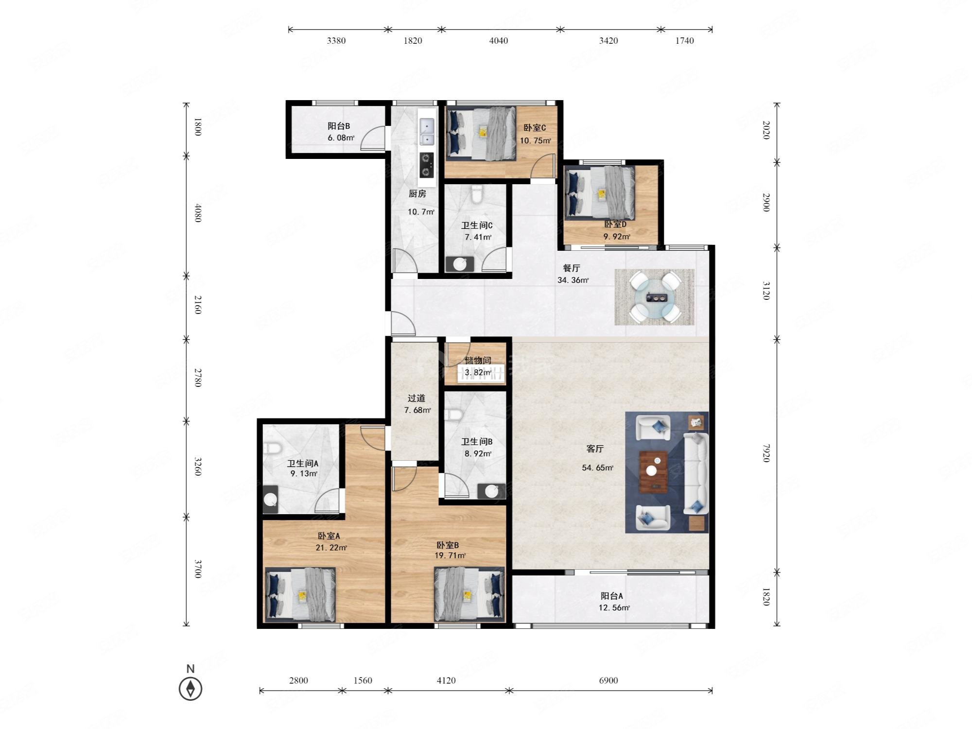 钱江新城  城市之星  4室  2厅