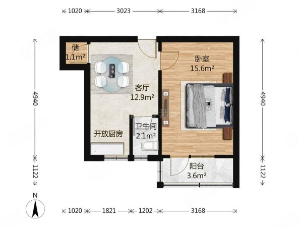 北京市环保局北洼路宿舍1室1厅1卫44.7㎡南375万