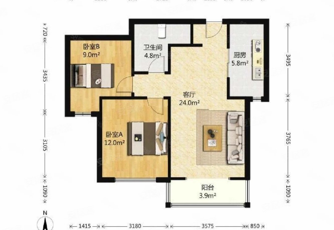 万科魅力之城客厅阳台两室好房好位置着急出售