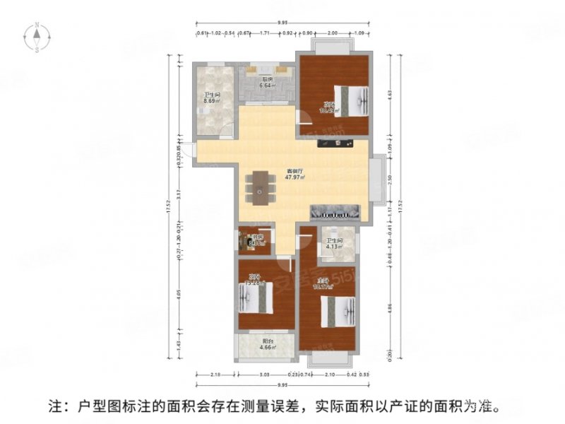 博雅苑大三房,可做4房 层好 南北通透密度低临地铁出行方便