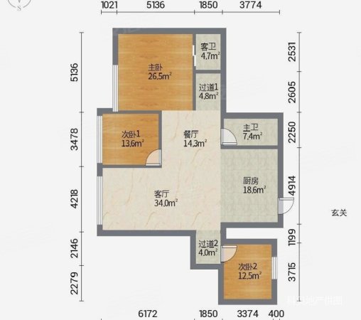 荣欣大厦3室2厅2卫117㎡南358万