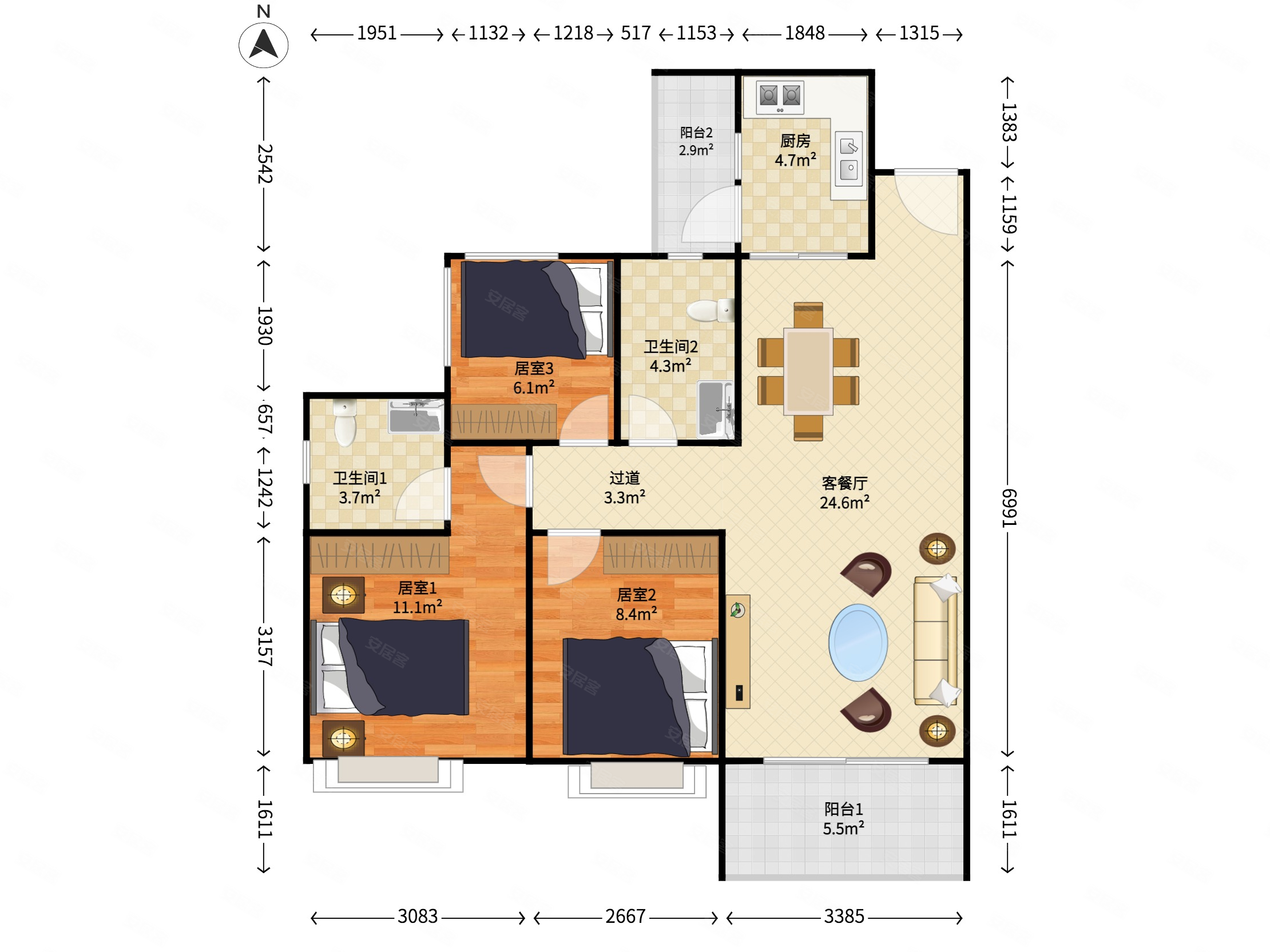 绿地大都会 三房两卫 视野无遮挡 坐北朝南 给价就卖