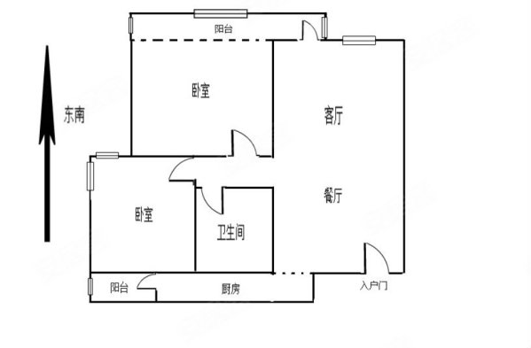 鑫海国际公寓2室2厅1卫65㎡南北100万