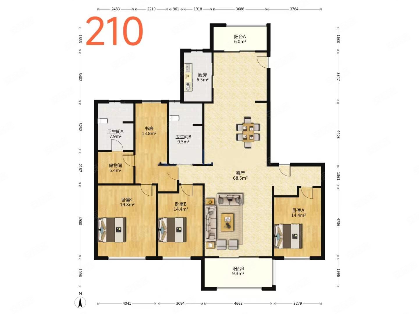 万科金域华府精装四室三厅两卫万科物业二手房