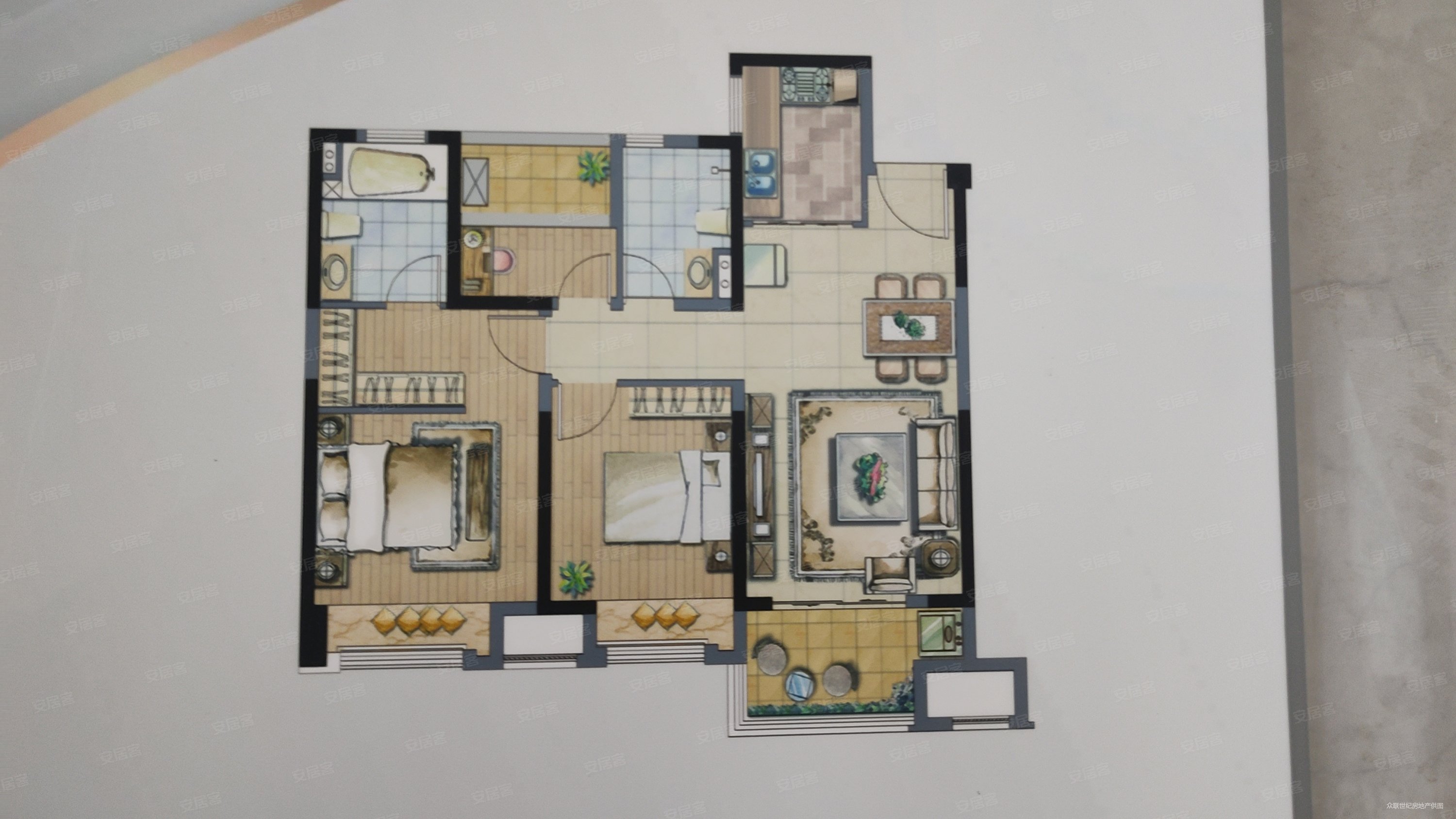 怡景华庭3室2厅1卫99.24㎡南北90万
