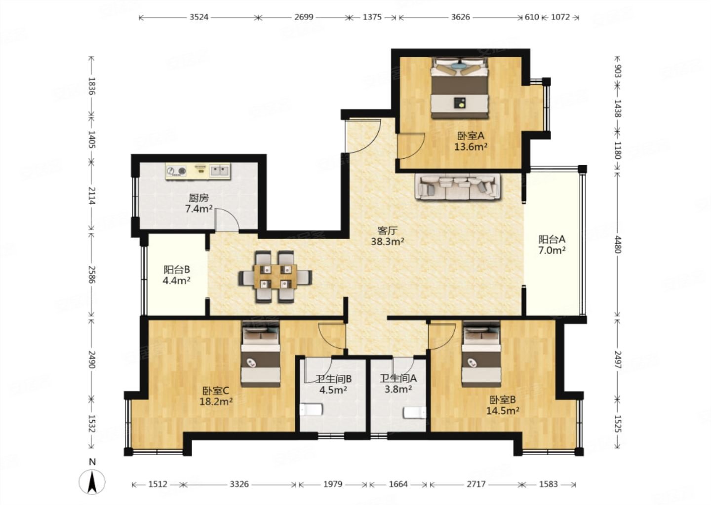 新上房源,送60平大露台,地铁口 双气通透 户型好 诚心卖,通利尚城国际