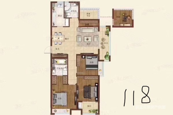 富力院士廷(一期)4室2厅2卫118.5㎡南北215万