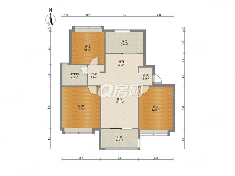 中海熙岸3室2厅1卫92.74㎡南北160万