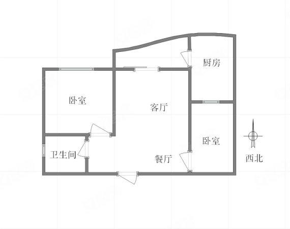 新城丽园2室2厅1卫55.34㎡西北75万