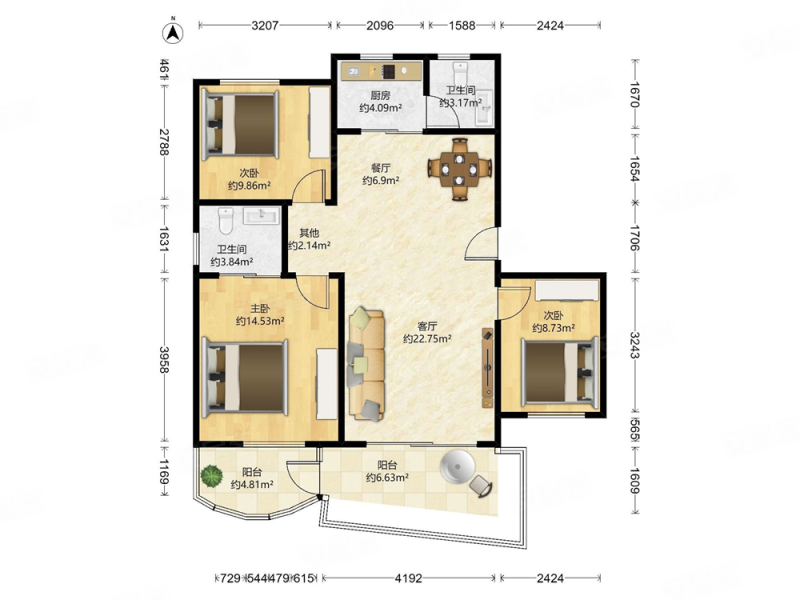 观山嘉苑 旁泰和花园南向三房满五年业主诚售价格可谈