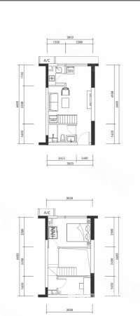 卓越华堂时光(商住楼)2室2厅1卫37.07㎡南北46万