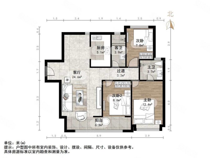 龙湖天曜(西区南区19-26号)二手房,210万,3室2厅,2卫,119平米-济南