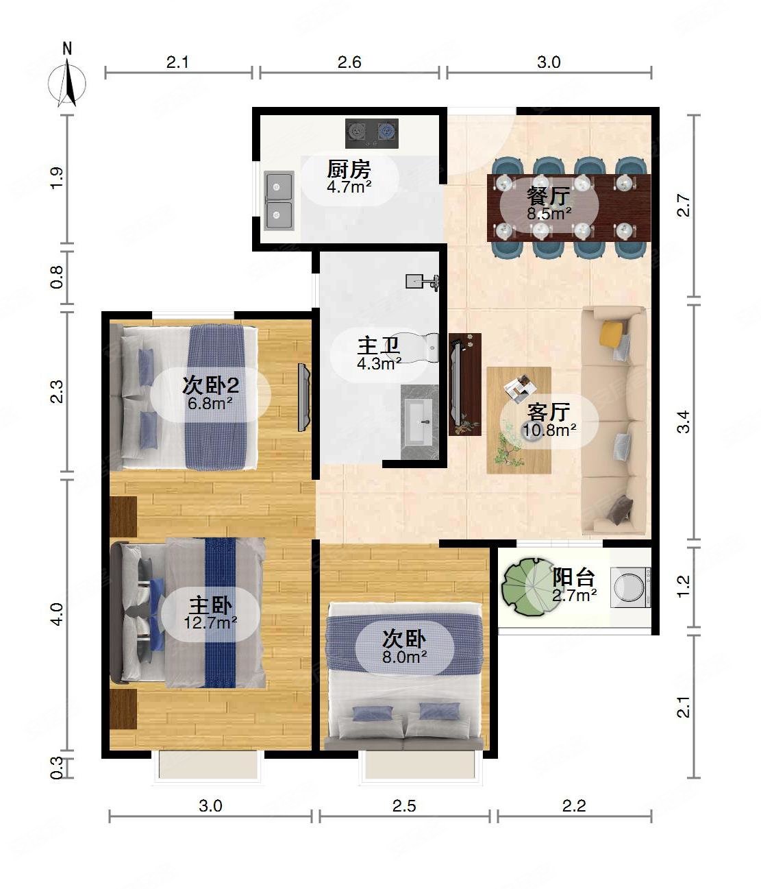 东原晴天见86平120w南北通透近医院高楼层视野无遮挡