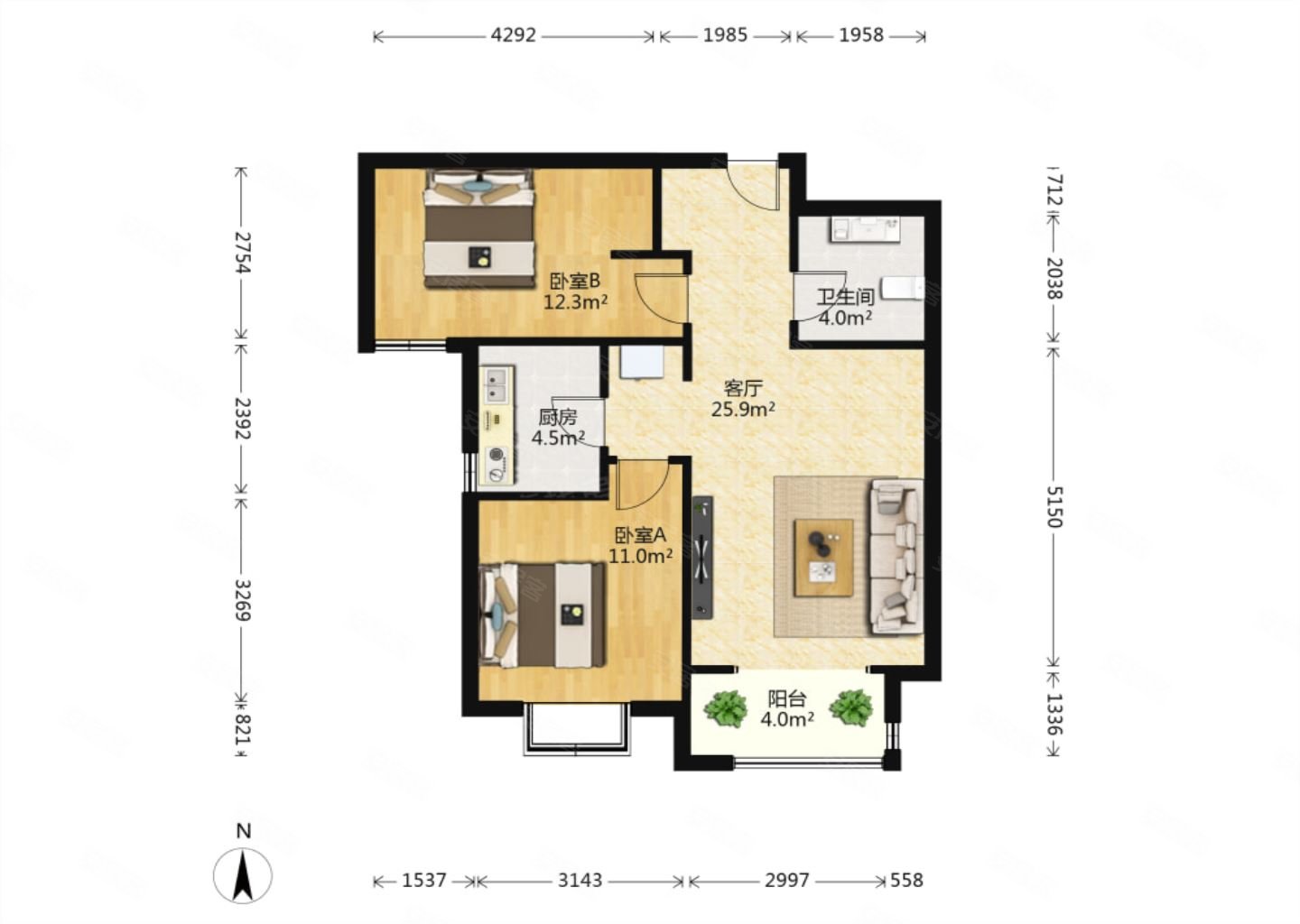 朝南电梯房2室2厅满二84平诚心出售价格可议