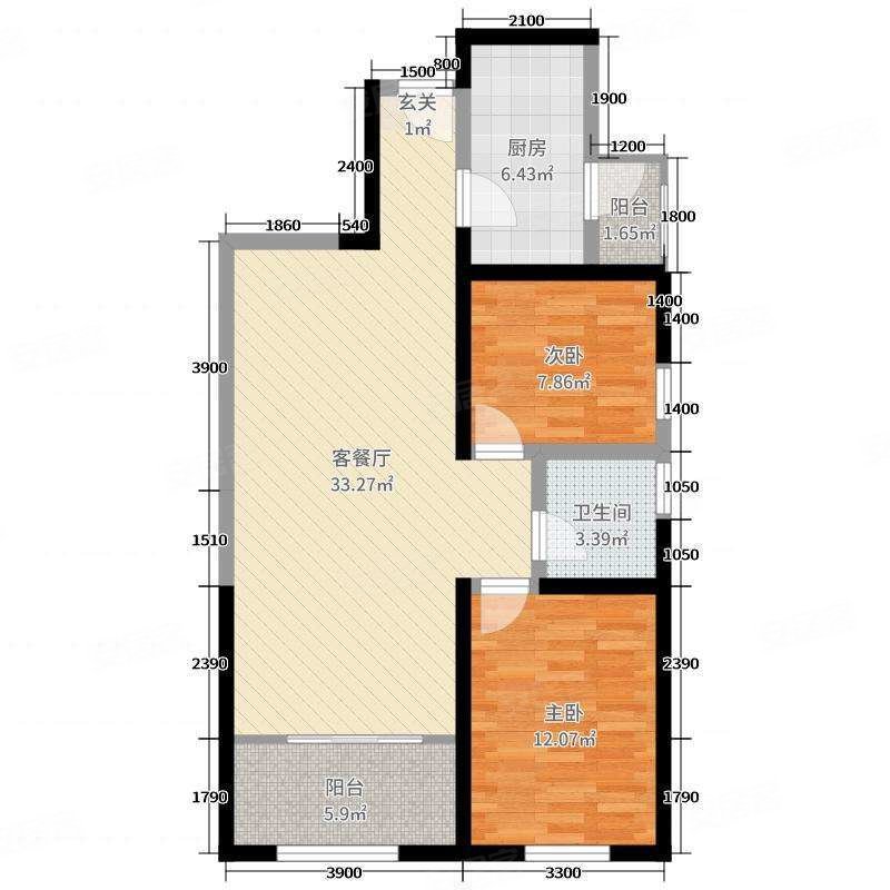 纳帕新城2室2厅1卫82㎡南北39万