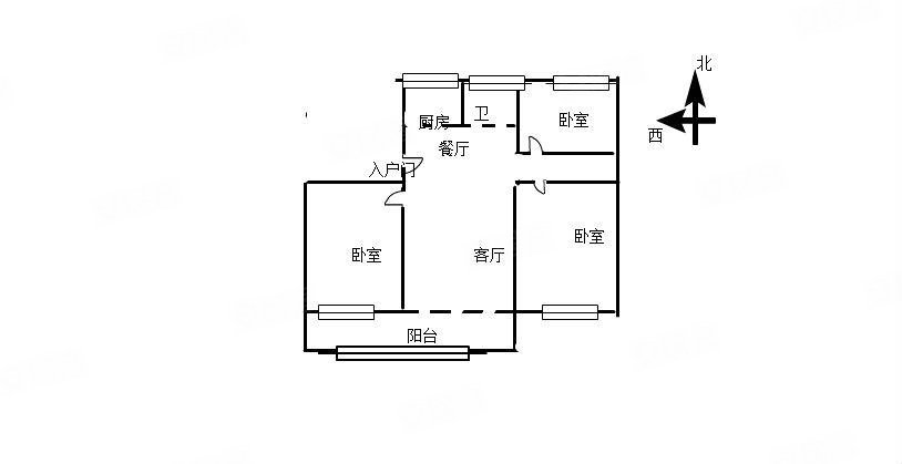 鲁昱绿城3室2厅1卫125㎡南76万