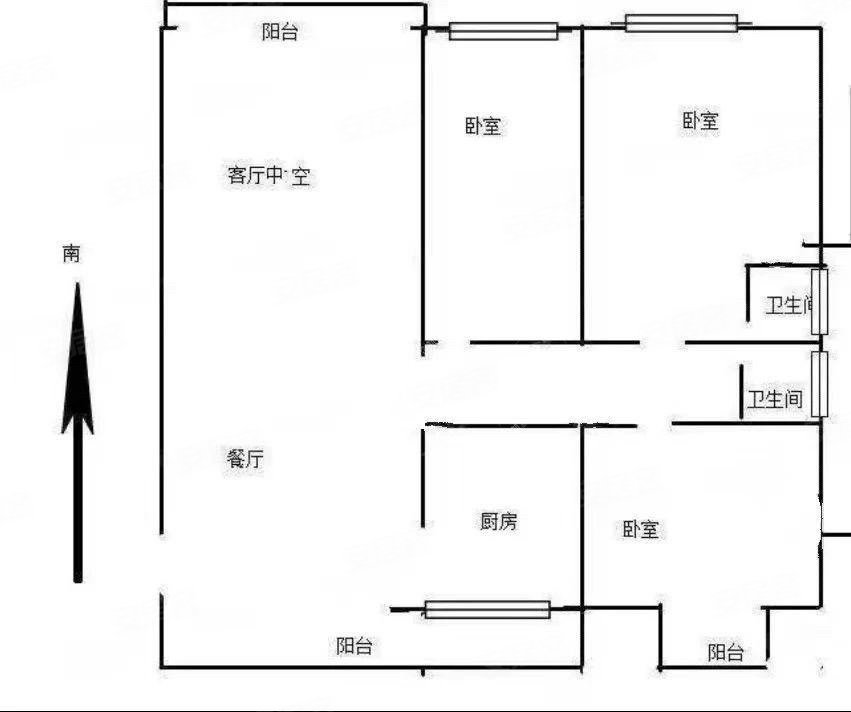 香颂美地3室2厅2卫125㎡南北65万