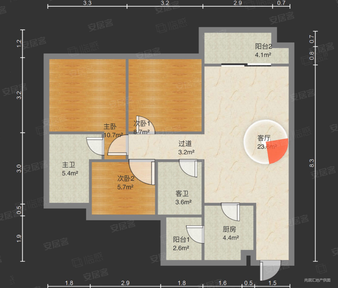 中梁钦州府3室2厅2卫111㎡南北50.8万