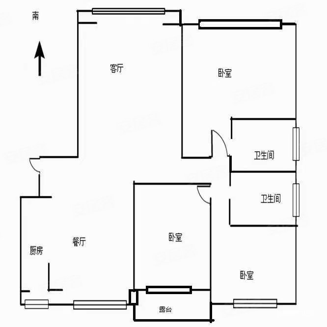 蓝天花园3室2厅1卫112㎡南81万