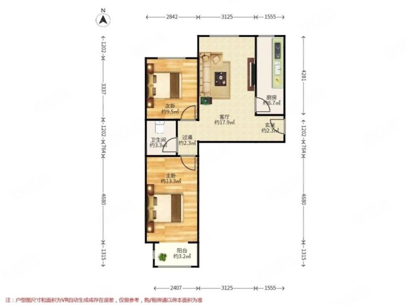 中晟馨苑(2号院)2室1厅1卫81㎡南北160万