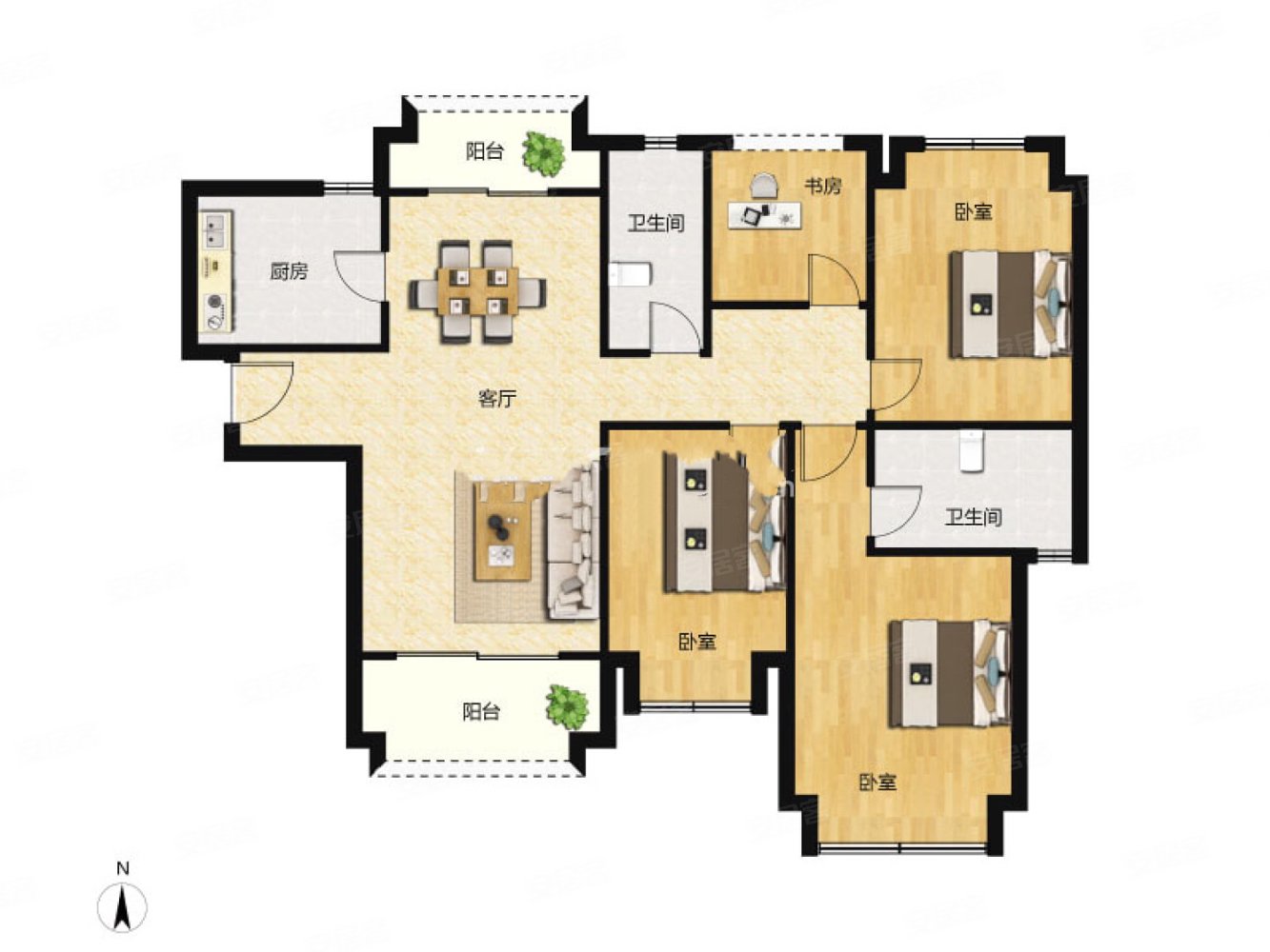 万达旁雅居乐星河湾三期140平毛坯4房双阳台采光佳看房方便