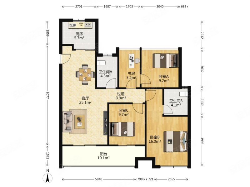 双地铁口 精装三房两卫 全新为住   位置 全天采光