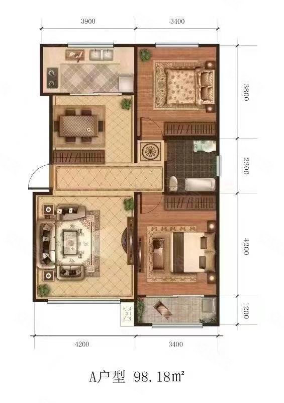 金星花园2室2厅1卫89㎡南北53万