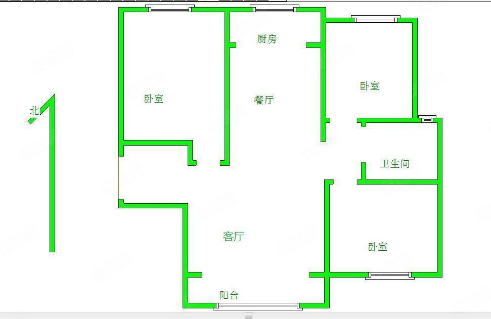 直隶新城二期精装修三室南北通透户型