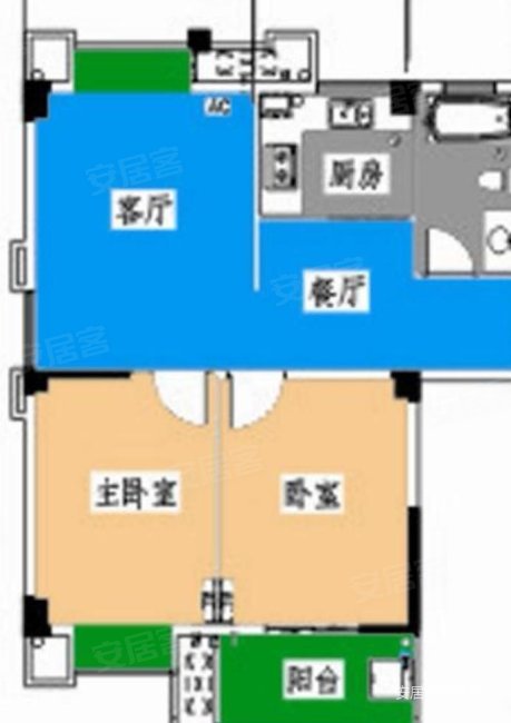 汉景嘉园2室2厅1卫73.25㎡南120万