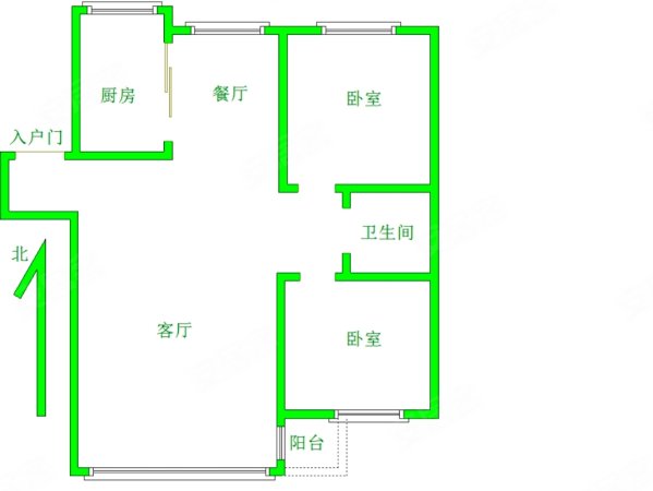 希望水岸春城2室2厅1卫116㎡南北72万