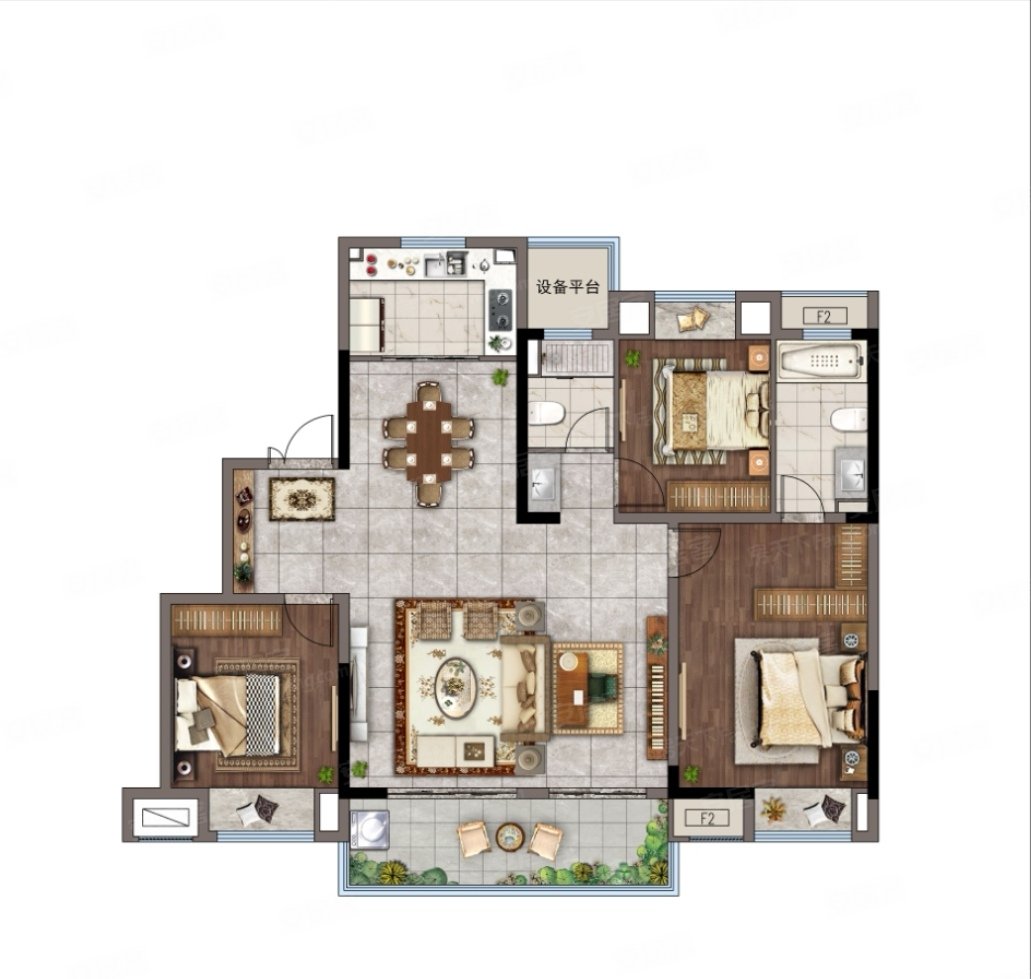 铂悦时代3室2厅2卫133㎡南170万