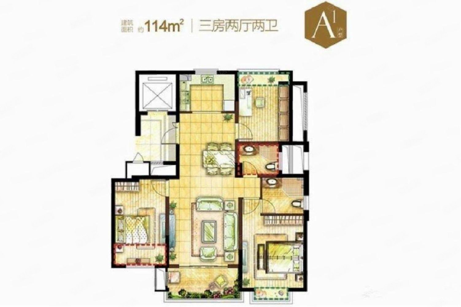 价格吸引,保利印江南(二期)二手房,598万,3室2厅,2卫,114平米-宁波