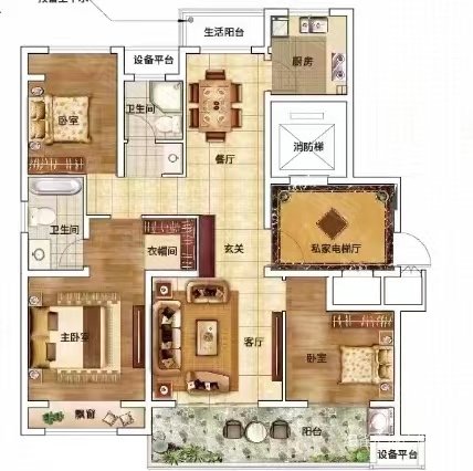 东青颐和天境3室2厅2卫128㎡南北66.6万